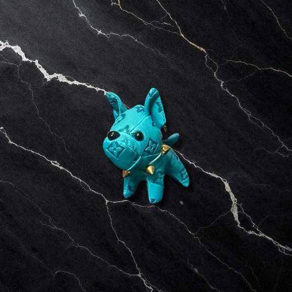 Handmade Accessories - Elegant Special Print Blue Dog Keychain!